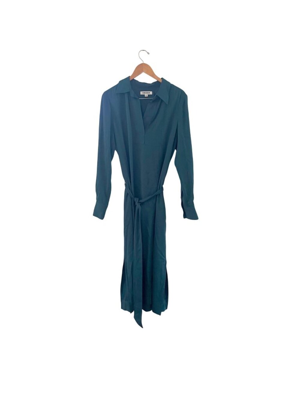 Boden Johnny Collar Teal Blue Jersey Midi Dress, Size 10